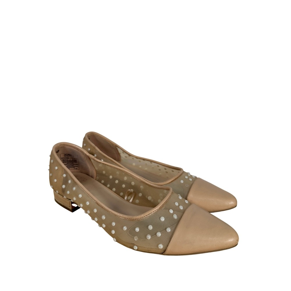 Nude Flats Jones New York Qilulla Tan Mesh Pearl Pointed Toe Ballet Flats 8.5M